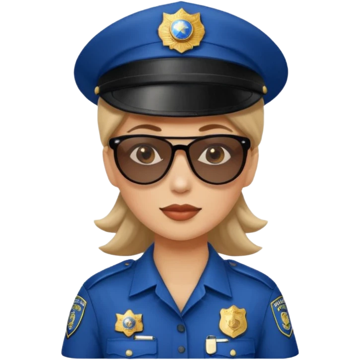 woman police with hair style and hats and sun glasses emoji