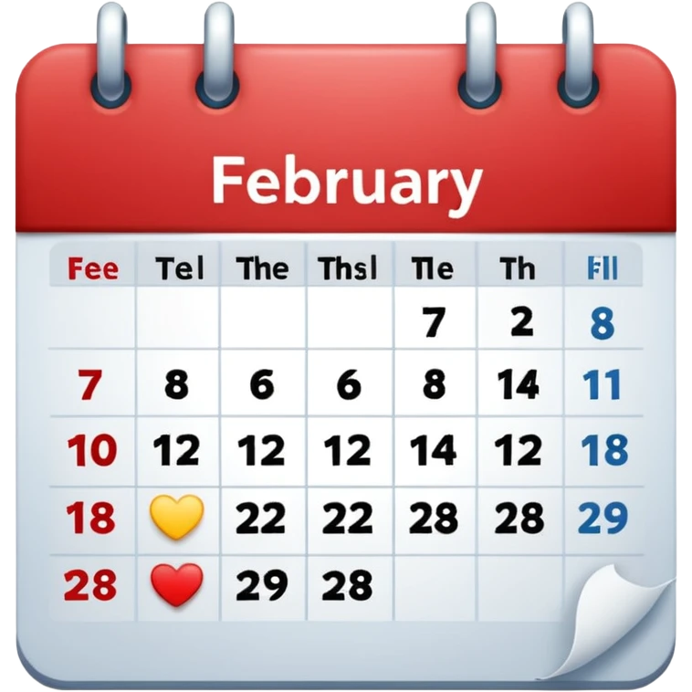 fecha del dia 11 de febrero solo en una pagina del calendario emoji
