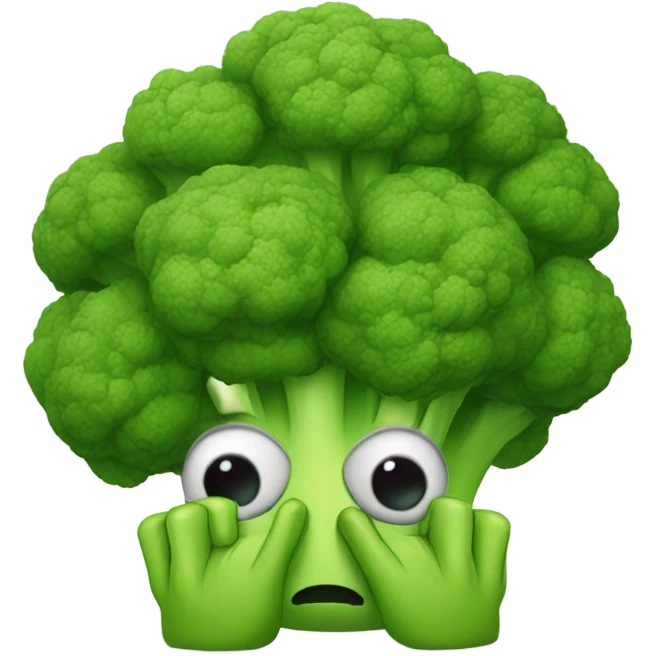 Very sad broccoli with hands on eyes emoji