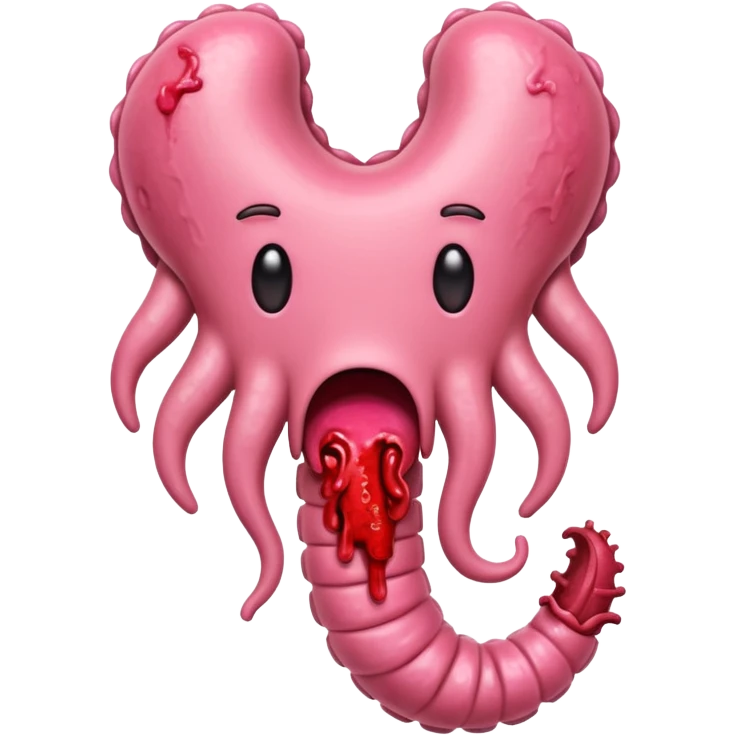 an emoji style image of a bleeding intestine emoji