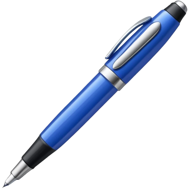 A pen emoji, simple and clear, with a blue ink color. emoji