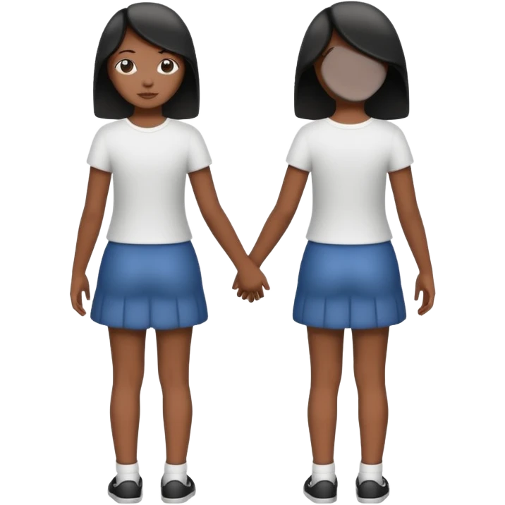 Black and white girl holding hands backs turned emoji