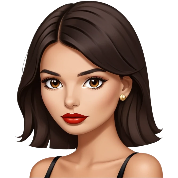 Glamorous model with dark hair and full lips, Emily Ratajkowski portrait emoji