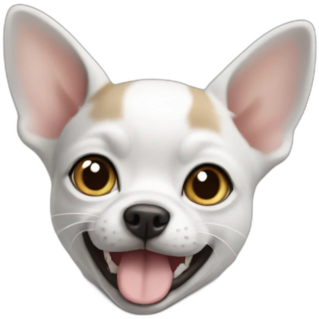 Cat white and grey with chihuahua emoji