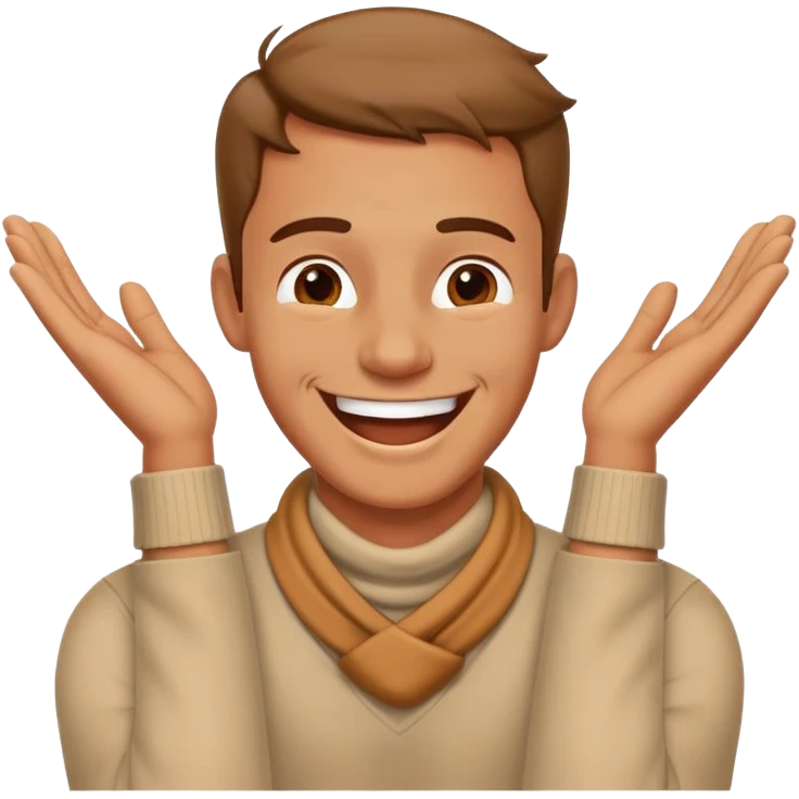 Man with hands around his neck crossed laughing  emoji