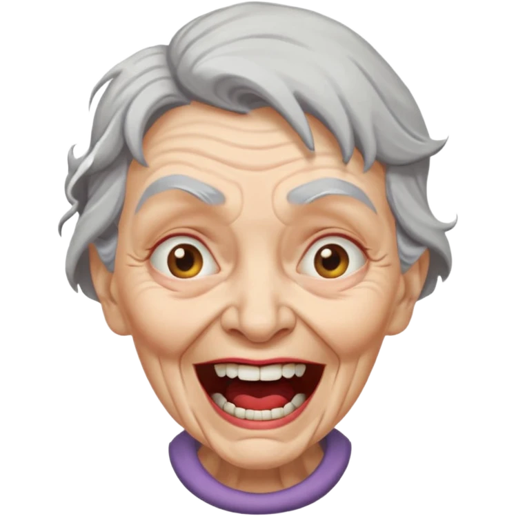 mad ugly old laughing evil woman emoji