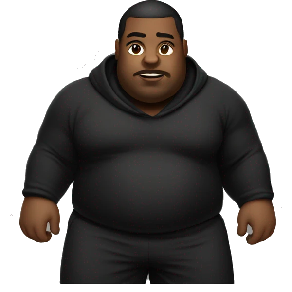 Heavy man wearing a black jogging suit emoji