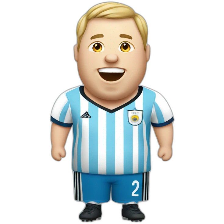 white man. Obese. argentina soccer uniform. laughing tears emoji