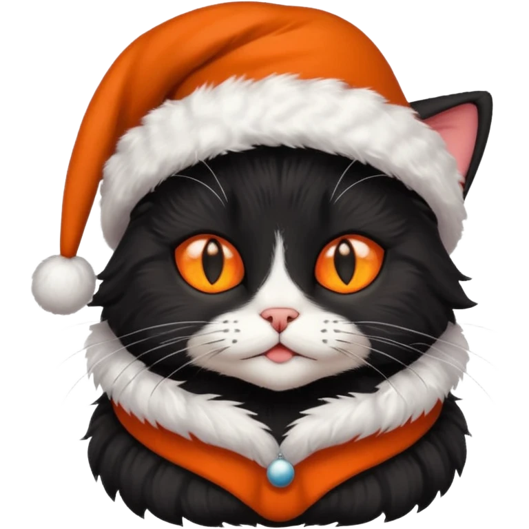 black cat with christmas hat emoji