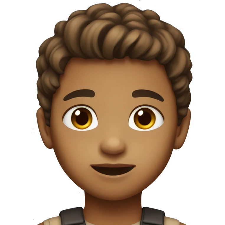 Little kid with light brown skin, brown eyes and brown hair emoji