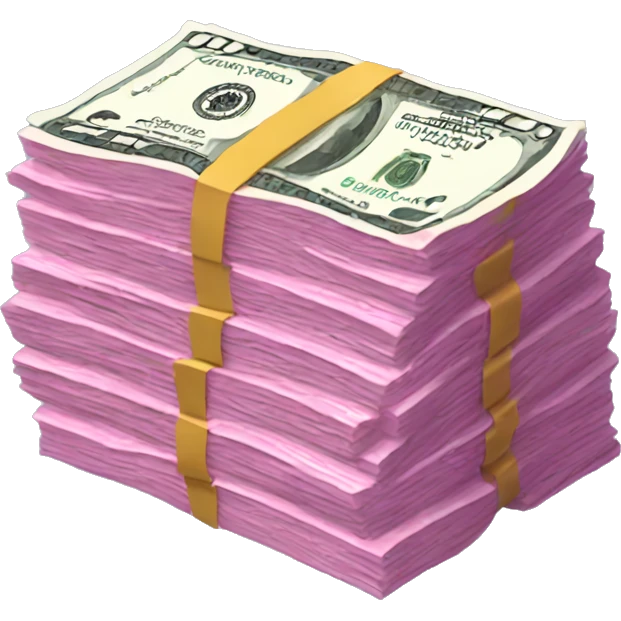 Stack of pink dollar bills emoji