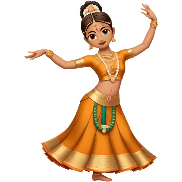 cinematic-realistic-bharatanatyam-dance-emoji,-depicted-as-an-elegant-classical-indian-dance-performance-with-graceful-poses,-intricate-costumes,-and-expressive-hand-gestures,-rendered-with-rich-textures-and-warm-dramatic-lighting, single dancer emoji