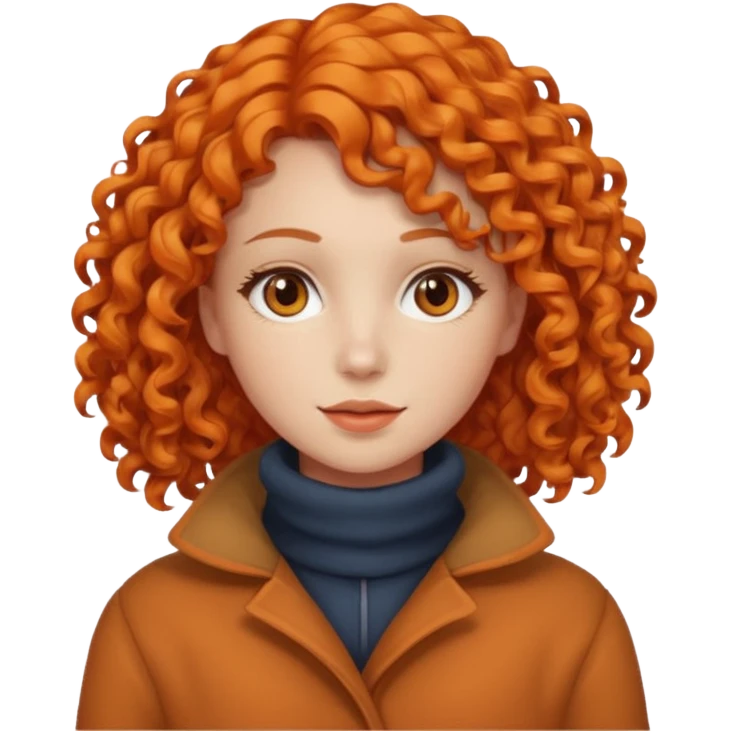 Woman with Orange Curly Hair – Shoulder-length orange curls wearing winter clothes




 emoji