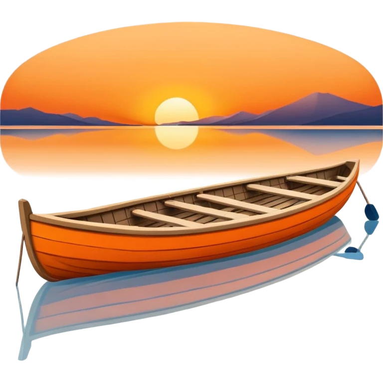 Rowing boat on sunset with pontoon in the background emoji