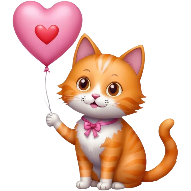 Cat with a heart balloon emoji
