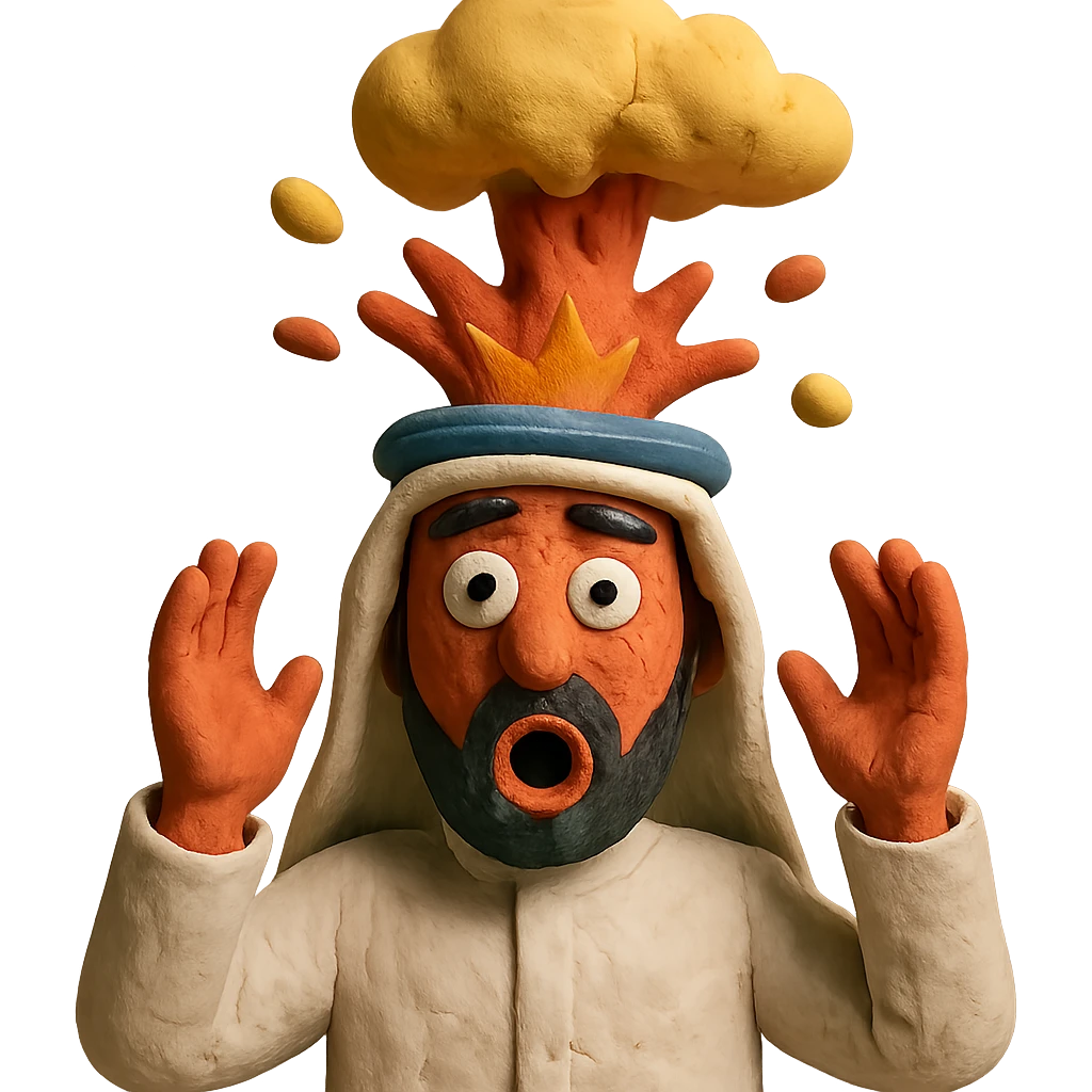árabe sorprendido con la cabeza explotando emoji