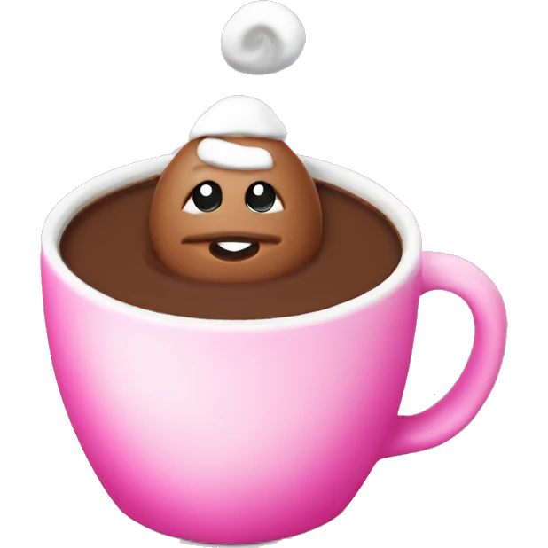 Hot chocolate in pink Santa mug emoji
