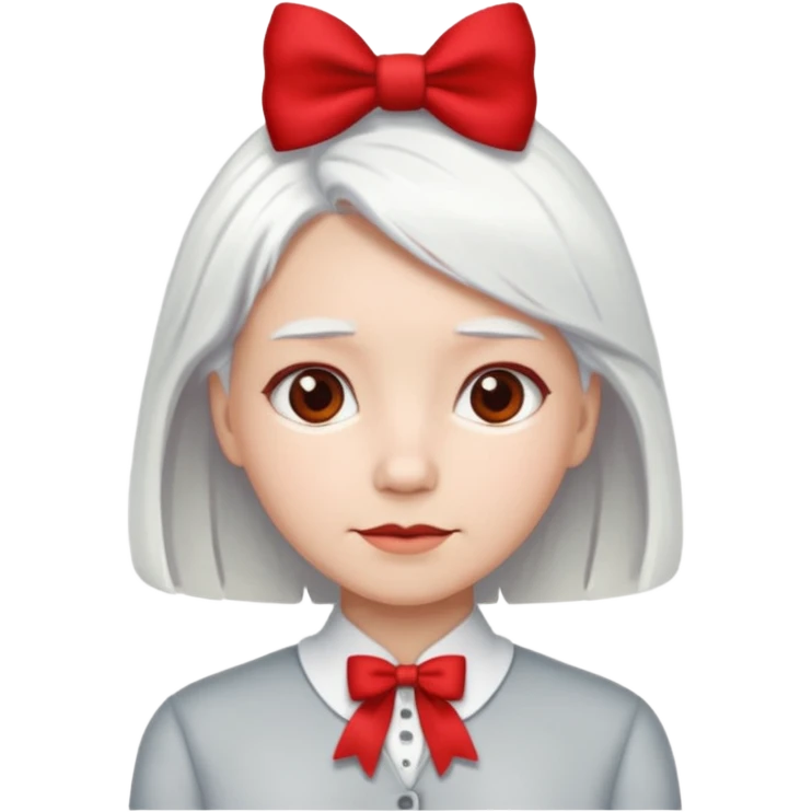 back view of white hair with red bow emoji