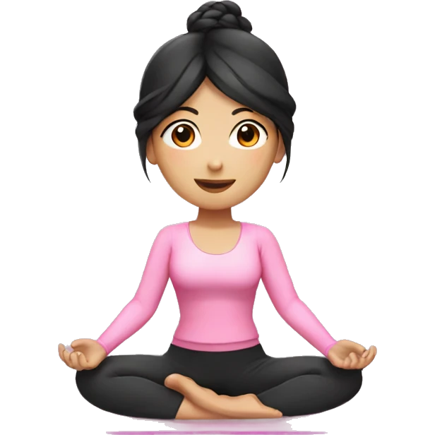asian girl black hair with pink yoga set emoji
