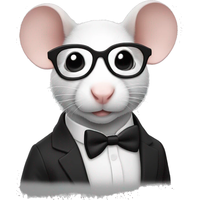 Black and white rat in black glasses  emoji
