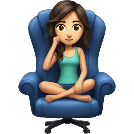 brunette girl thinking on a Gaming chair emoji