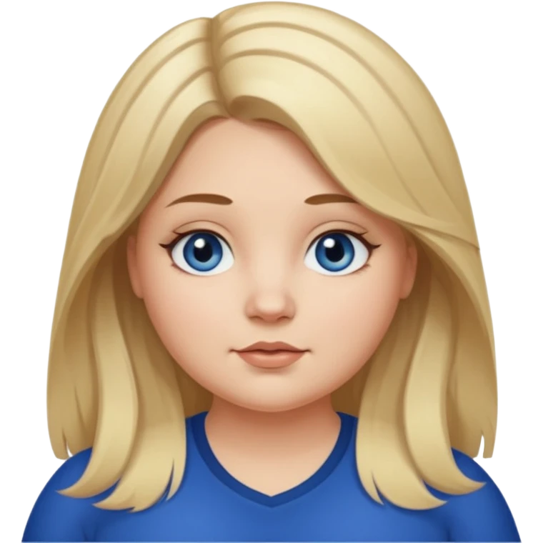 fat white girl long light brunette / blonder8 hair girl with darker roots in her hair middle part and dark blue eyes that's not really tan but not pale emoji