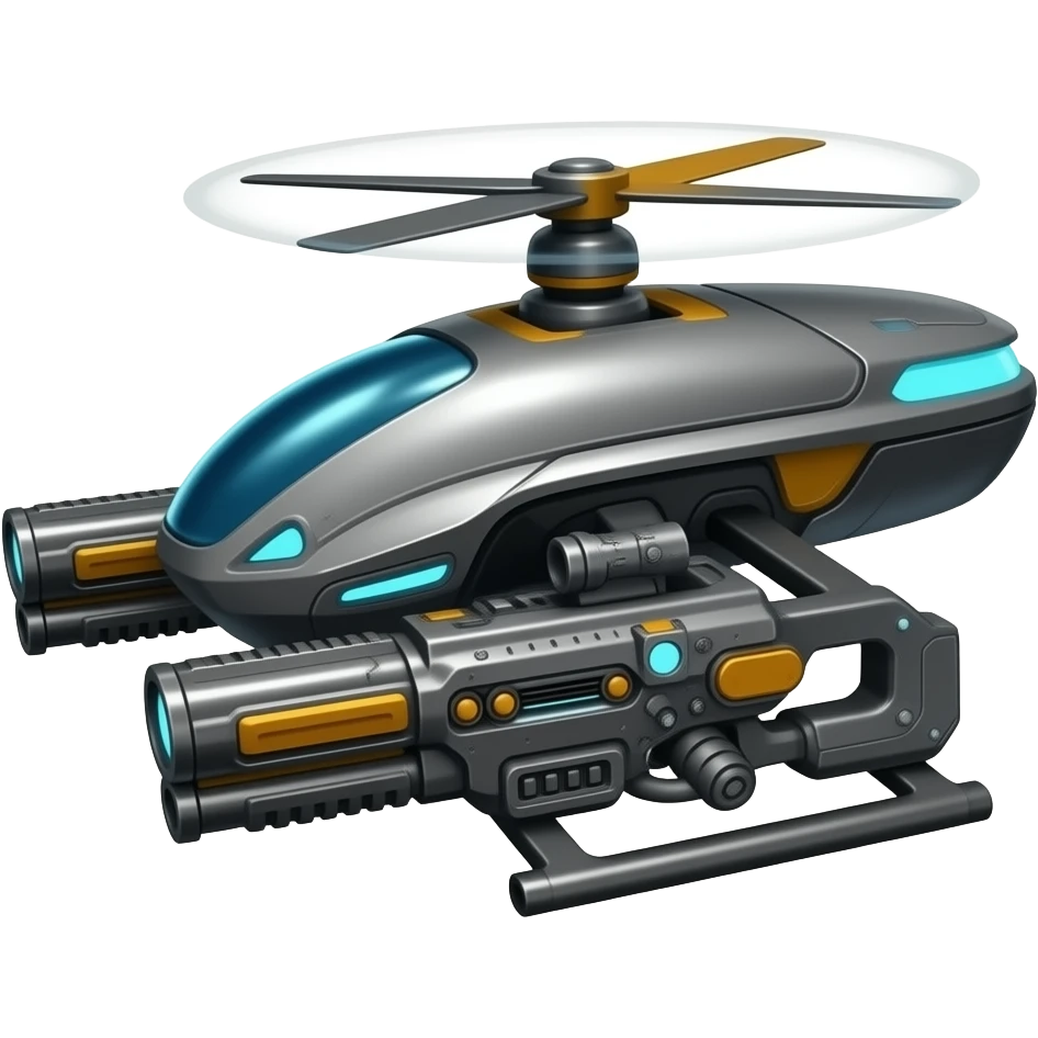 Sleak scifi hover drone with weapons emoji