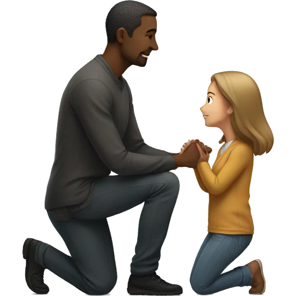 woman kneeling down looking up at man emoji
