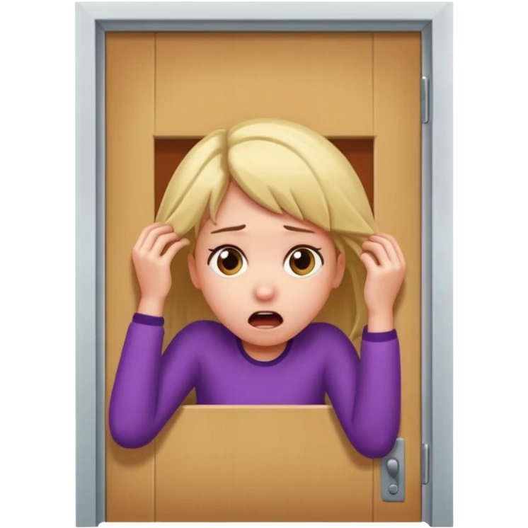 Make an emoji of a girl banging their head on the door frame after jumping  emoji