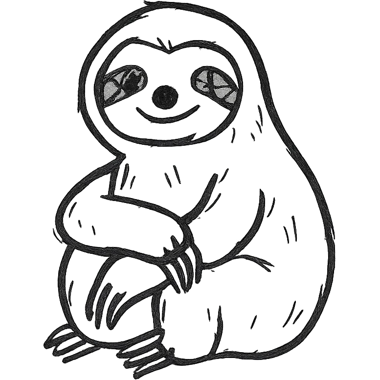 hand drawn outline of a sloth, minimal style emoji