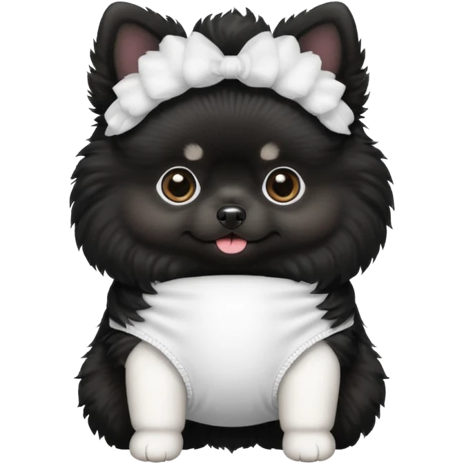 black pomeranian with white diaper emoji