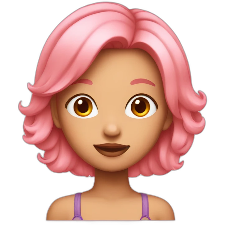 Girl peach with pink hair emoji