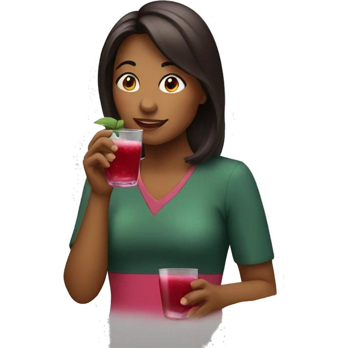 woman drinks cranberry juice emoji