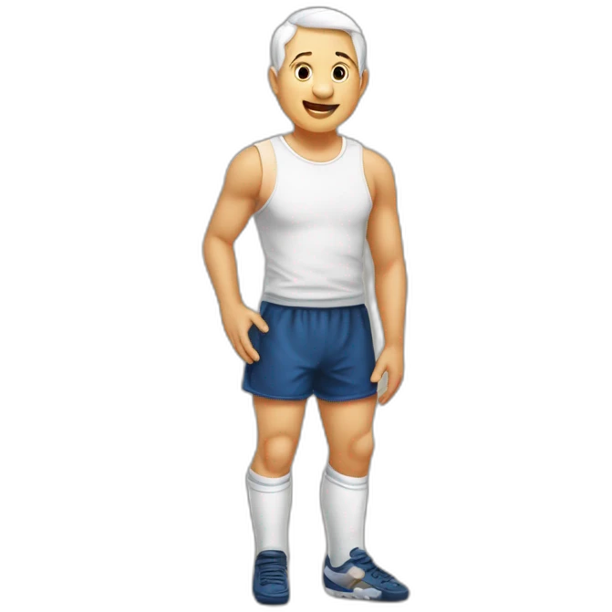 Nain qui cour en caleçon dans un baby- foot emoji