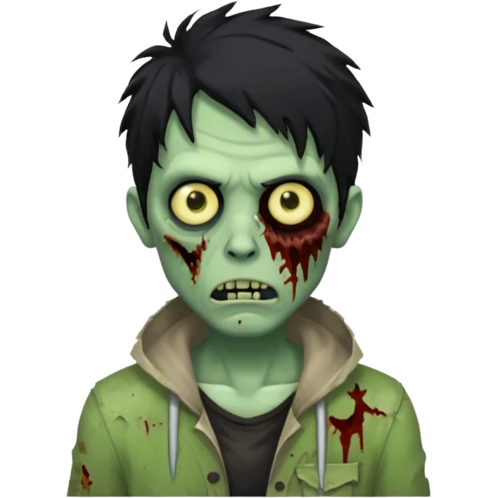 crie um emoji de zumbi homen de cabelo preto bagunçado assim🧟 emoji