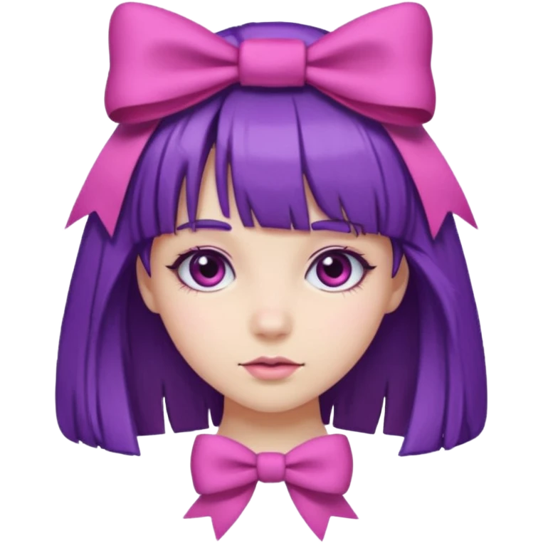 girl with bangs and purple hair and pink bow emoji