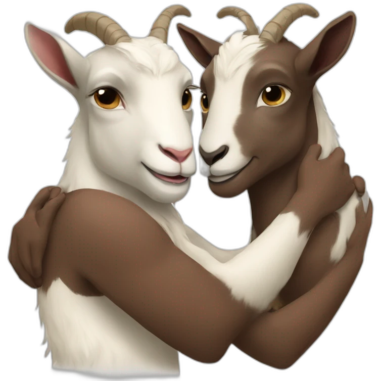 2 goats hug love emoji