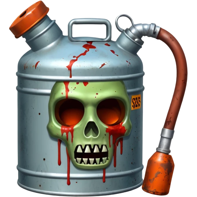 A gas can covered In zombie blood, in a dark menacing style emoji