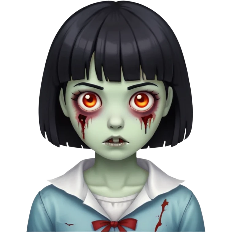 zombie girl cabelo curto preto com franja emoji