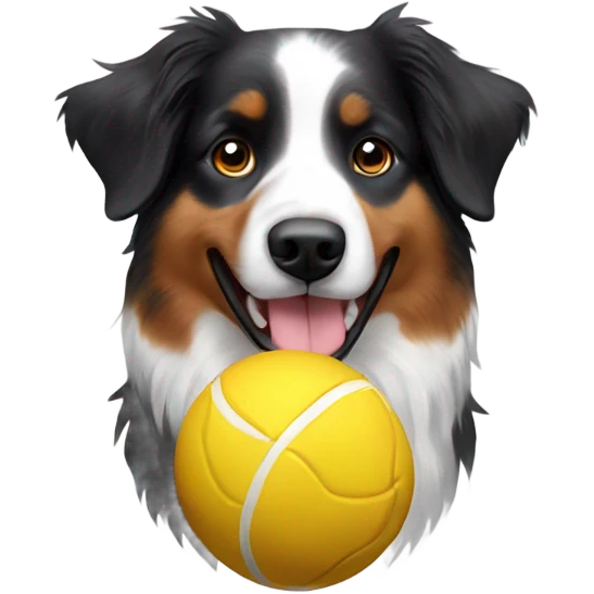 Australian shepherd with a ball emoji