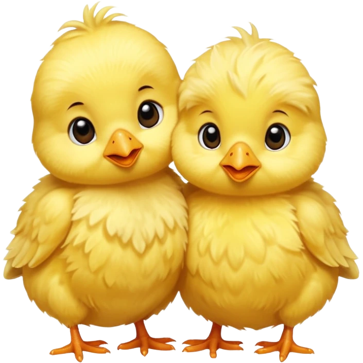 Two baby chicks cuddling emoji