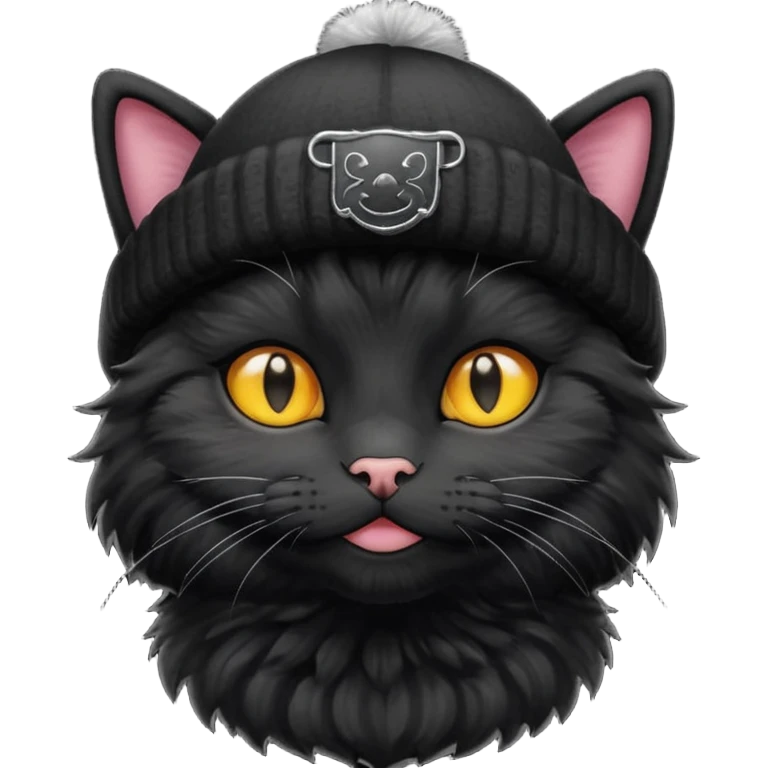 a black cat in a beanie emoji