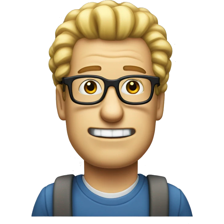 white male nerd with Marge Simpson's hair painted white emoji