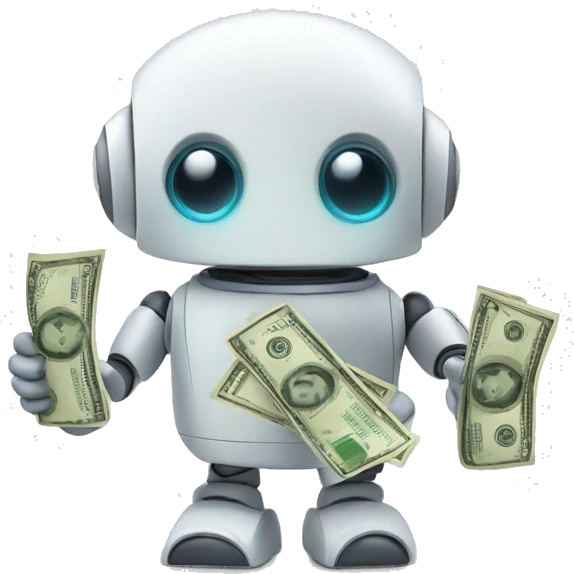 Cute FinTech Robot With Money emoji