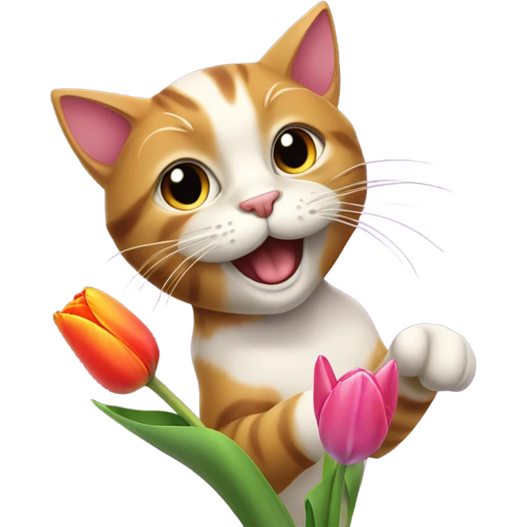 Cat with a tulip emoji
