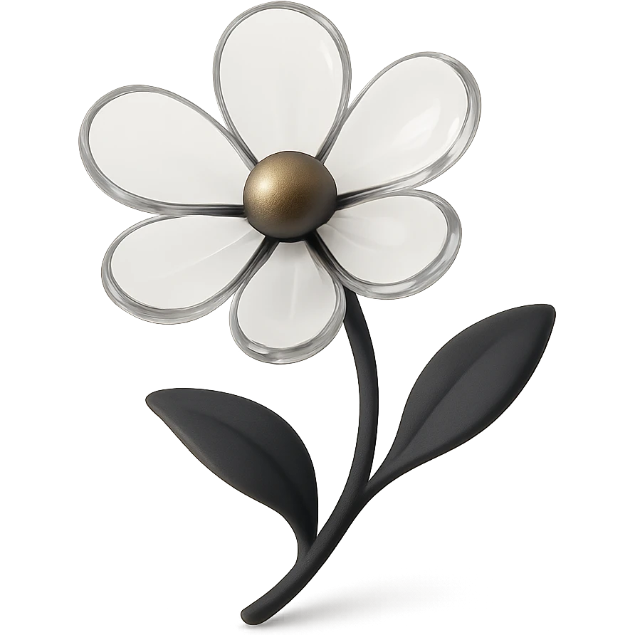 transparent flower, shiny and translucent glass style emoji