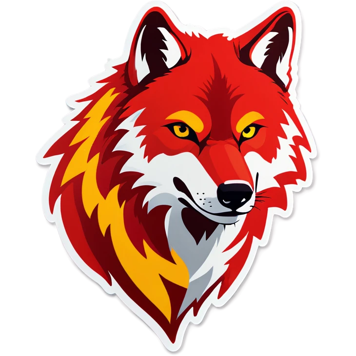 Wolf red and yellow emoji