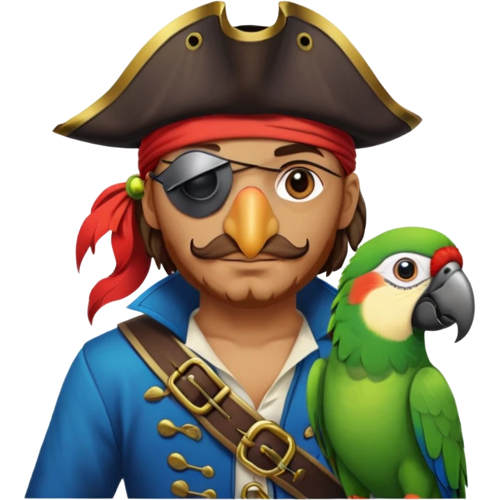 pirate with eye patch and parrot emoji