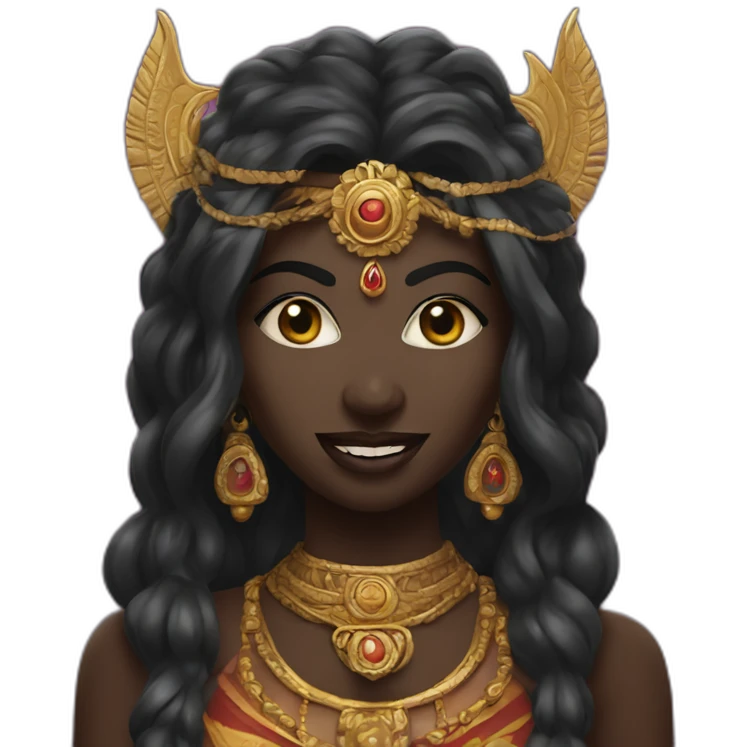 kali, Indian goddess, tongue out, black skin emoji