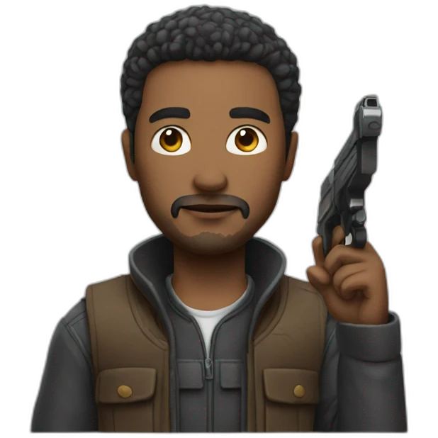A man who is shooting emoji